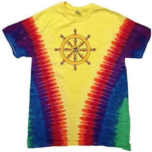 Mens Dharma Wheel V-dye Tee Shirt - Yoga Clothing for You