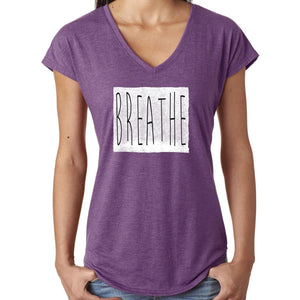 Womens "Breathe" V-neck Yoga Tee Shirt - Yoga Clothing for You - 1