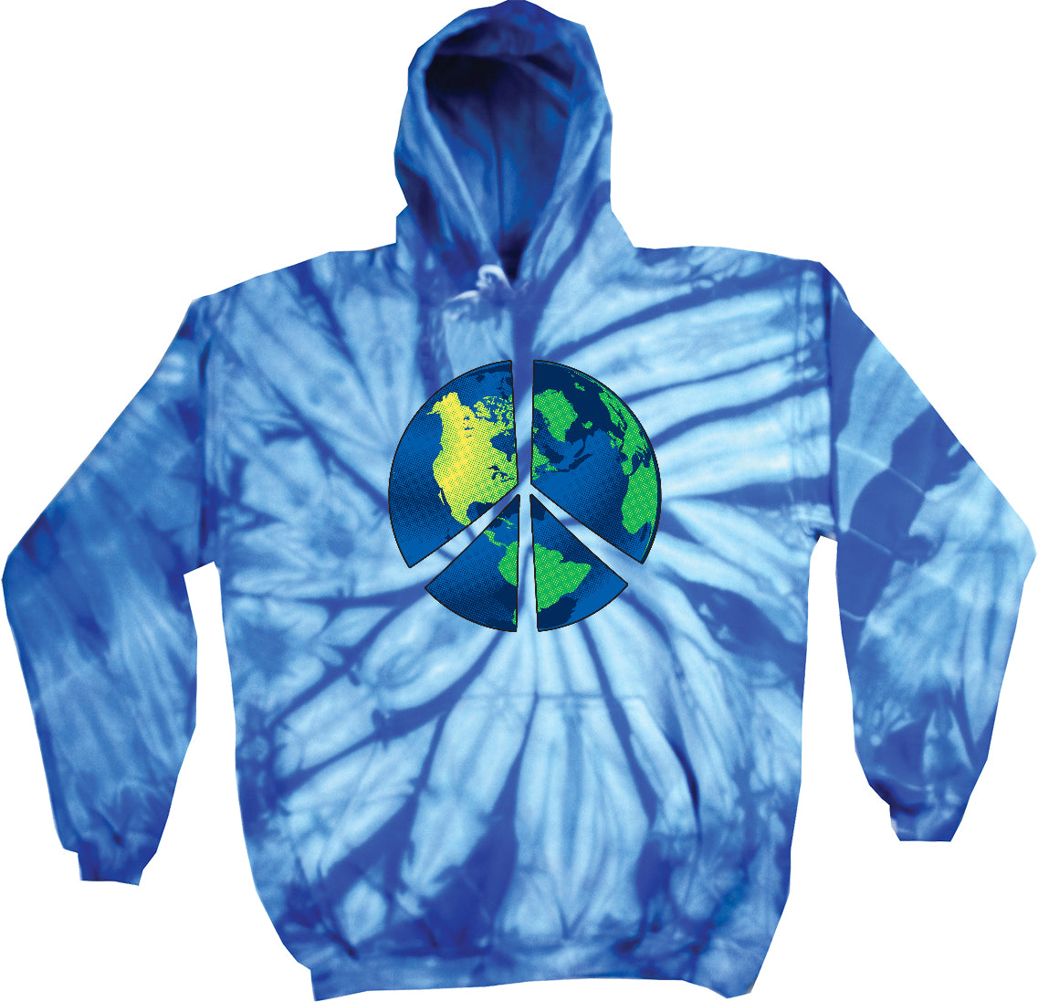 Peace Sign Hoodie Blue Earth Tie Dye Hoody