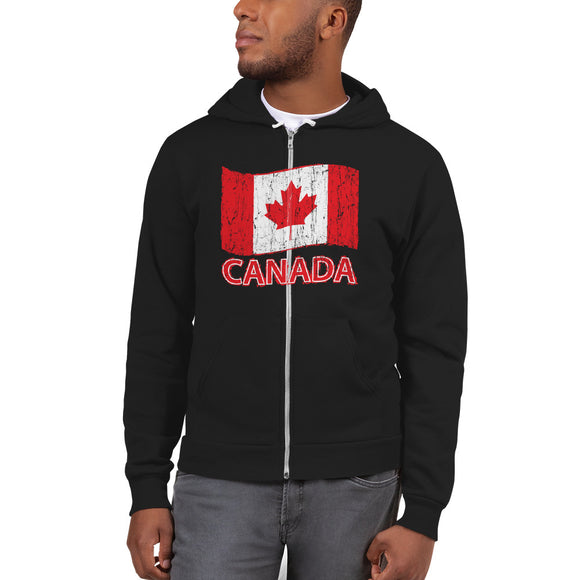 Canada Flag Full-Zip Hoodie Sweater - Yoga Clothing for You