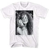 Janis Joplin Black and White Glasses Photo White T-shirt