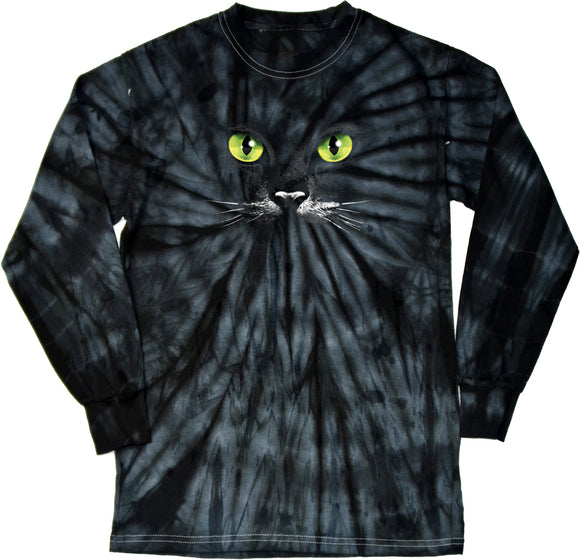 Halloween T-shirt Black Cat Tie Dye Long Sleeve - Yoga Clothing for You