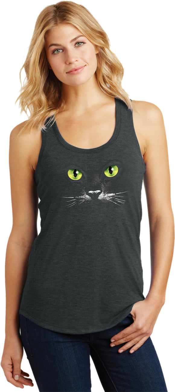 Ladies Halloween Tank Top Black Cat Racerback - Yoga Clothing for You