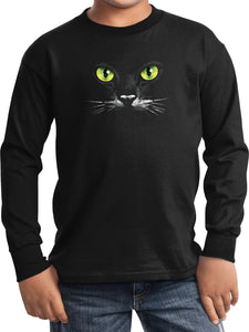 Kids Halloween T-shirt Black Cat Youth Long Sleeve - Yoga Clothing for You
