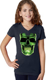 Girls Halloween T-shirt Glow Bones V-Neck - Yoga Clothing for You
