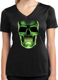 Ladies Halloween T-shirt Glow Bones Moisture Wicking V-Neck - Yoga Clothing for You