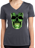 Ladies Halloween T-shirt Glow Bones Moisture Wicking V-Neck - Yoga Clothing for You