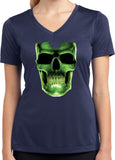 Ladies Halloween T-shirt Glow Bones Moisture Wicking V-Neck - Yoga Clothing for You