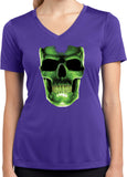 Ladies Halloween T-shirt Glow Bones Moisture Wicking V-Neck - Yoga Clothing for You