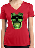 Ladies Halloween T-shirt Glow Bones Moisture Wicking V-Neck - Yoga Clothing for You