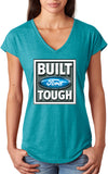 Ladies Built Ford Tough Triblend V-Neck Shirt - Yoga Clothing for You