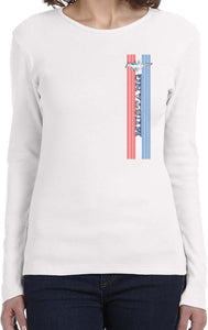 Ladies Ford Mustang T-shirt Pony Logo Tri Bar Long Sleeve - Yoga Clothing for You