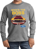Kids Ford Mustang T-shirt Whos the Boss Youth Long Sleeve - Yoga Clothing for You