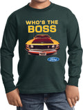 Kids Ford Mustang T-shirt Whos the Boss Youth Long Sleeve - Yoga Clothing for You