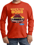 Kids Ford Mustang T-shirt Whos the Boss Youth Long Sleeve - Yoga Clothing for You