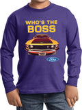 Kids Ford Mustang T-shirt Whos the Boss Youth Long Sleeve - Yoga Clothing for You