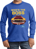 Kids Ford Mustang T-shirt Whos the Boss Youth Long Sleeve - Yoga Clothing for You