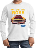 Kids Ford Mustang T-shirt Whos the Boss Youth Long Sleeve - Yoga Clothing for You