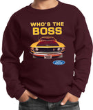 Kids Ford Mustang Sweatshirt Whos the Boss - Yoga Clothing for You