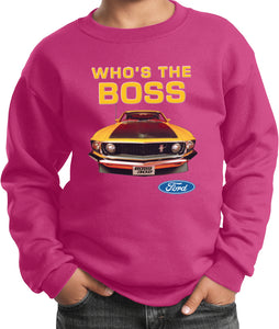 Kids Ford Mustang Sweatshirt Whos the Boss - Yoga Clothing for You