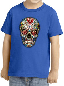 Kids Halloween T-shirt Sugar Skull with Roses Toddler Tee - Yoga Clothing for You