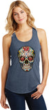 Ladies Halloween Tank Top Sugar Skull with Roses Racerback - Yoga Clothing for You