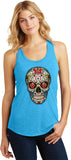 Ladies Halloween Tank Top Sugar Skull with Roses Racerback - Yoga Clothing for You