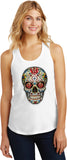 Ladies Halloween Tank Top Sugar Skull with Roses Racerback - Yoga Clothing for You