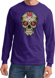 Halloween T-shirt Sugar Skull with Roses Long Sleeve - Yoga Clothing for You