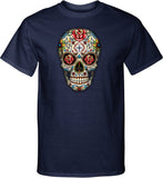 Halloween T-shirt Sugar Skull with Roses Tall Tee - Yoga Clothing for You