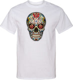 Halloween T-shirt Sugar Skull with Roses Tall Tee - Yoga Clothing for You
