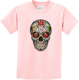 Kids Halloween T-shirt Sugar Skull with Roses Youth Tee - Yoga Clothing for You