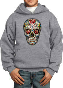 Kids Halloween Hoodie Sugar Skull with Roses - Yoga Clothing for You