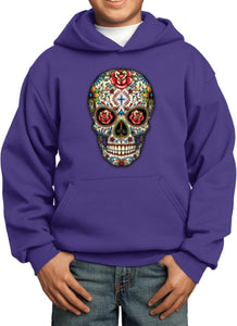 Kids Halloween Hoodie Sugar Skull with Roses - Yoga Clothing for You