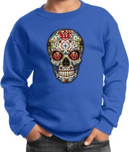 Kids Halloween Sweatshirt Sugar Skull with Roses - Yoga Clothing for You