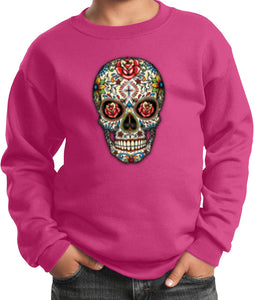 Kids Halloween Sweatshirt Sugar Skull with Roses - Yoga Clothing for You