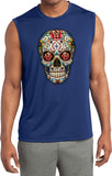 Halloween T-shirt Sugar Skull with Roses Sleeveless Competitor Tee - Yoga Clothing for You