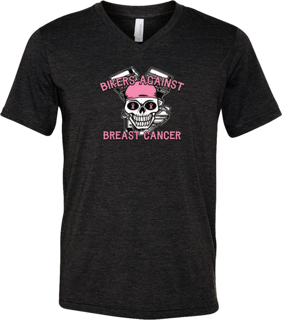 Breast Cancer Tee Bikers Against Breast Cancer Tri Blend V-Neck - Yoga Clothing for You