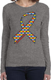 Ladies Autism Ribbon Long Sleeve Shirt - Yoga Clothing for You