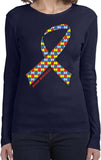 Ladies Autism Ribbon Long Sleeve Shirt - Yoga Clothing for You