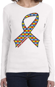 Ladies Autism Ribbon Long Sleeve Shirt - Yoga Clothing for You