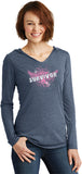 Ladies Breast Cancer T-shirt Survivor Wings Tri Blend Hoodie - Yoga Clothing for You