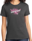 Ladies Breast Cancer T-shirt Survivor Wings Tee - Yoga Clothing for You