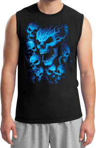 Screaming Blue Skulls Muscle T-shirt - Yoga Clothing for You