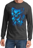 Screaming Blue Skulls Long Sleeve Shirt - Yoga Clothing for You