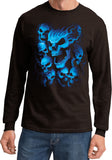Screaming Blue Skulls Long Sleeve Shirt - Yoga Clothing for You