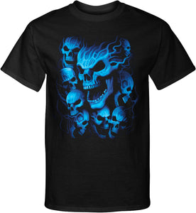 Screaming Blue Skulls Tall T-shirt - Yoga Clothing for You