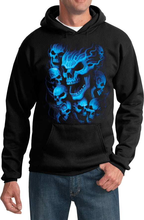 Screaming Blue Skulls Hoodie - Yoga Clothing for You