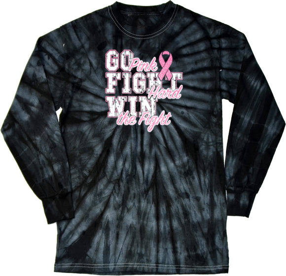 Breast Cancer T-shirt Go Fight Win Tie Dye Long Sleeve - Yoga Clothing for You