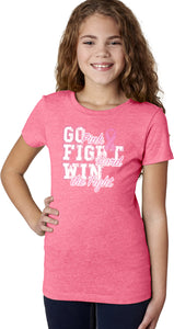 Girls Breast Cancer T-shirt Go Fight Win - Yoga Clothing for You